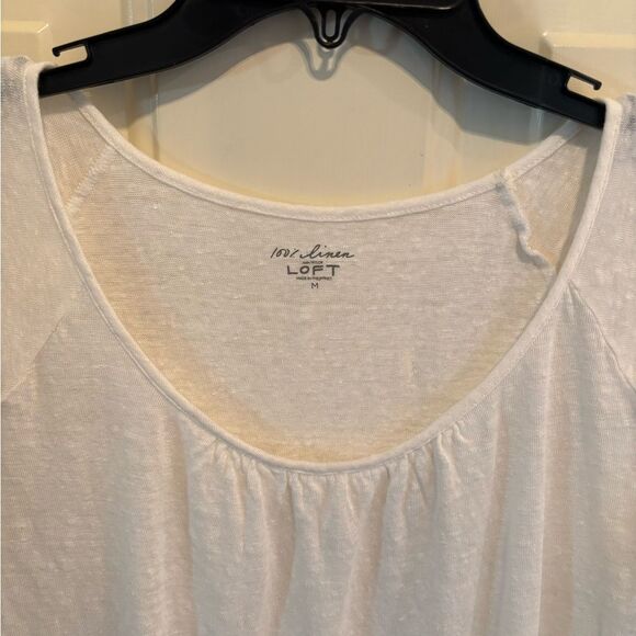 LOFT Classic White Linen Short Sleeve Top - Picture 4 of 4